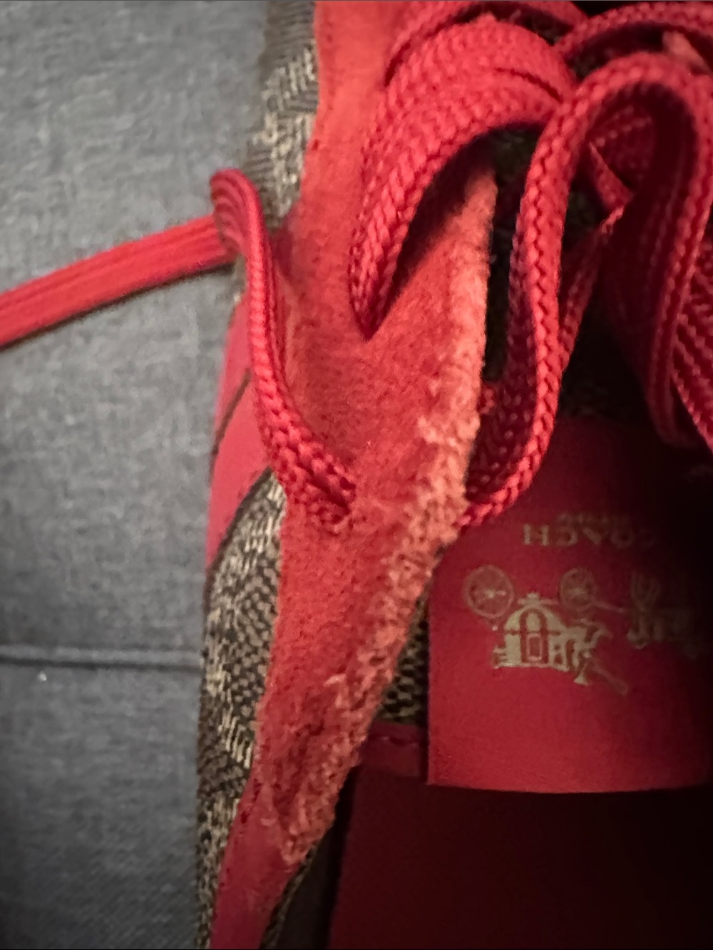 Coach Red Suede-Trim Signature Logo Sneakers - Picture 5 of 5
